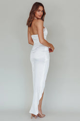 Shanice Lace Trim Sweetheart Midi Dress White